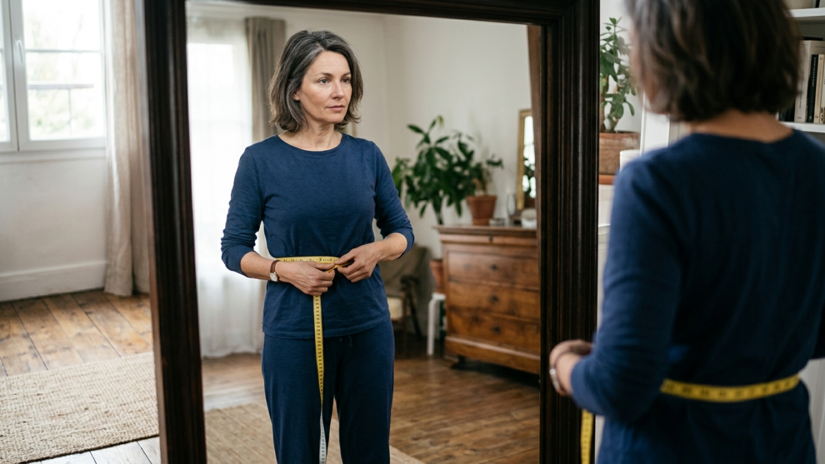femme mesure son tour de taille après 40 ans